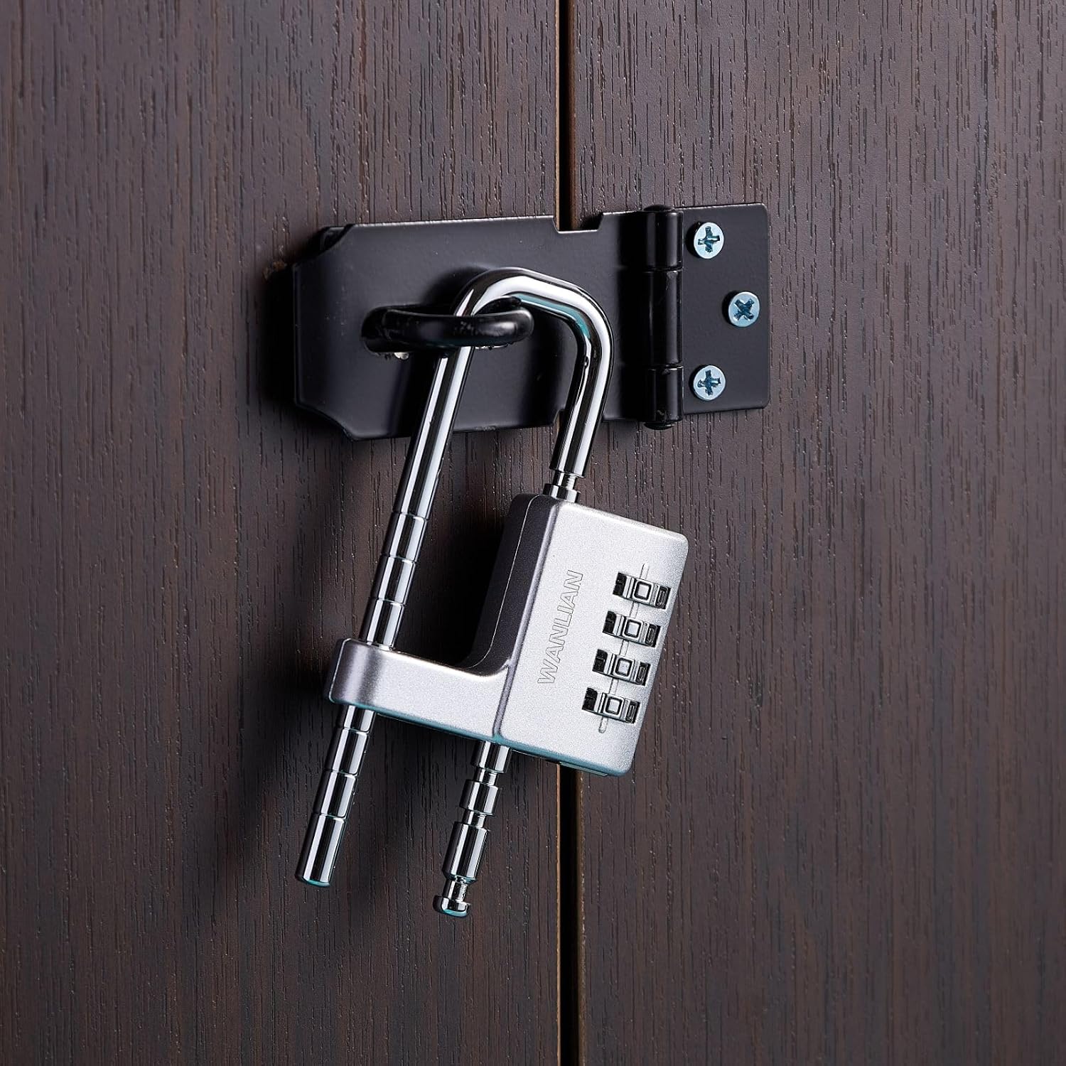 Padlock, Combination Lock, 4 Digit Combination Padlock, 2-1/2" (64mm) Wide Body. 3/8 inch Stainless Steel Retractable Long Shackle is Suitable for Outdoor, School, Gym, Sports lockers, Fences,