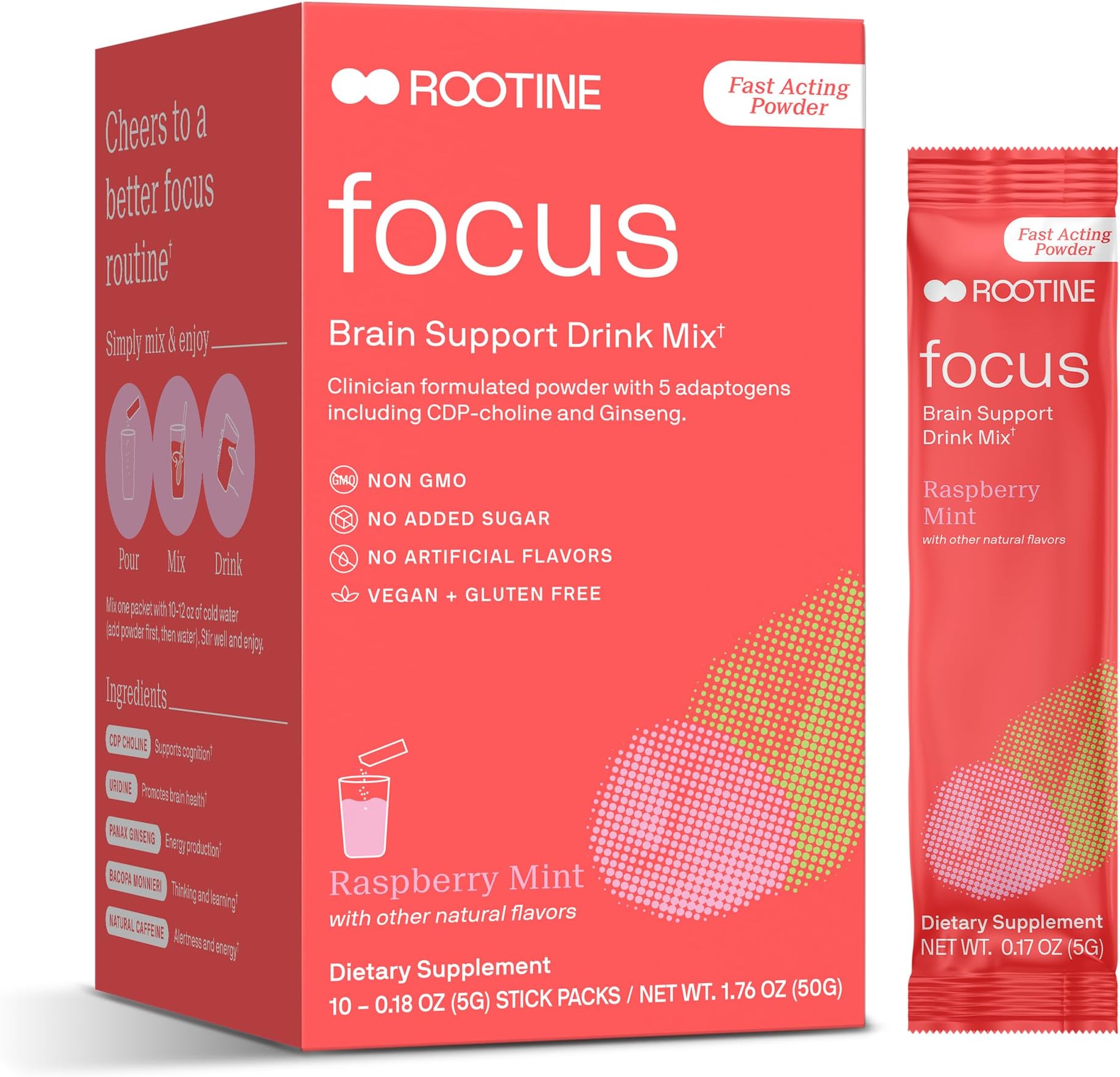 Focus All Natural Drink Mix for Brain Support, Supplements to Help Boost Energy & Mood, Adaptogenic Herbs & Antioxidants (10)