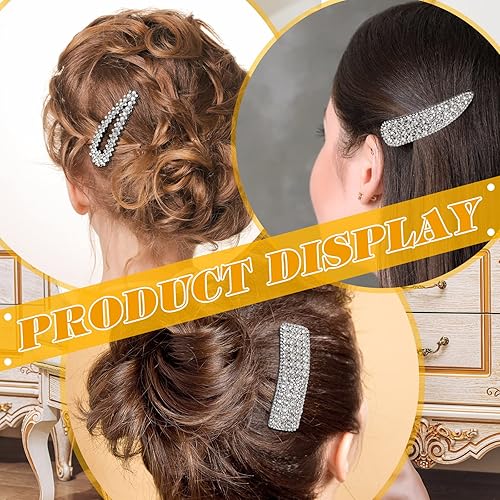 Miniatura 7 de 16 pinzas para el cabello con diamantes de imitación a presión, horquillas de pelo de diamantes de imitación, pinzas de pelo plateadas, pinzas de
