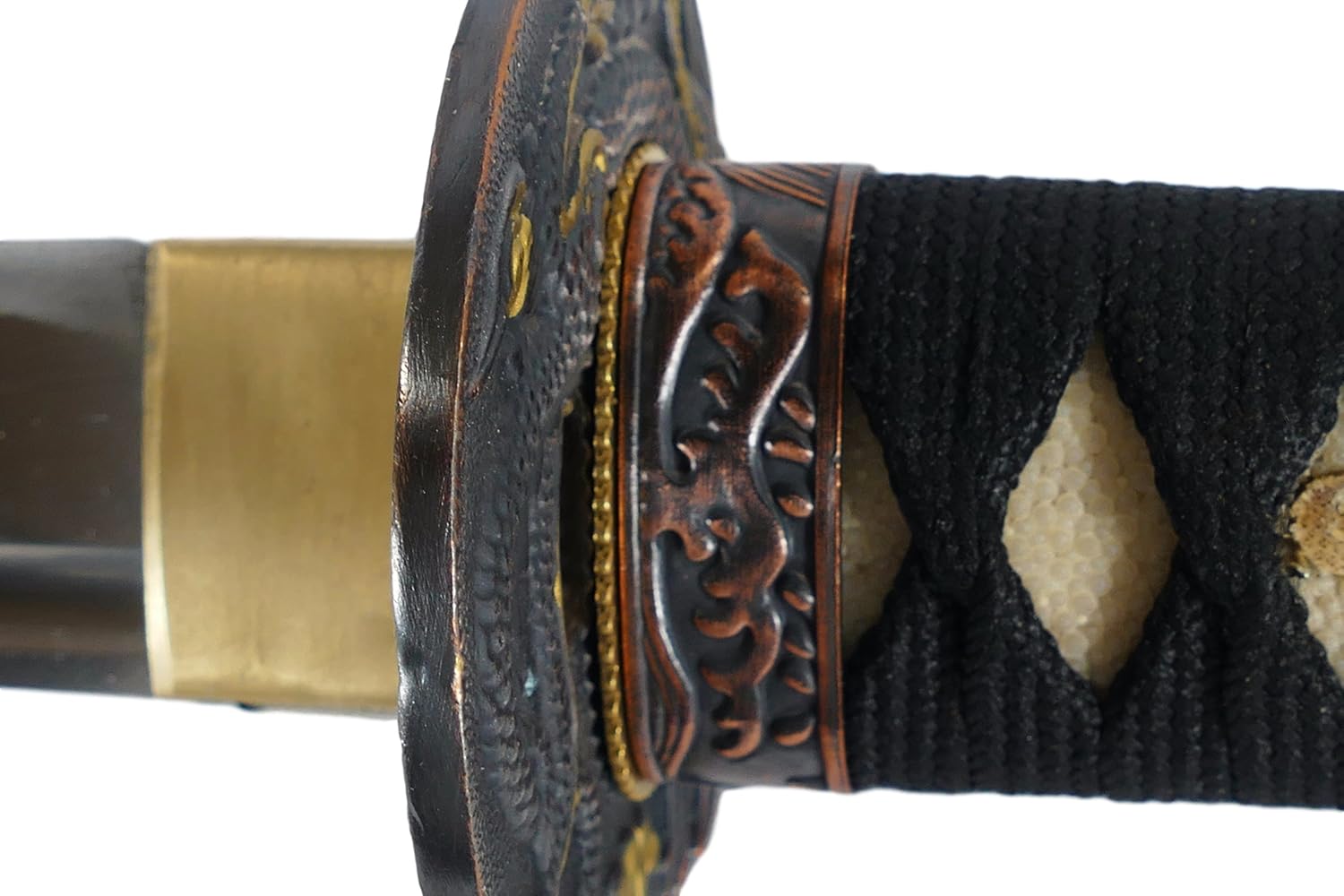 Makoto Hand Forged Razor Sharp 41" Black Samurai Katana Sword - Hand Painted High Gloss Black Scabbard (Dragon_Round Tsuba)