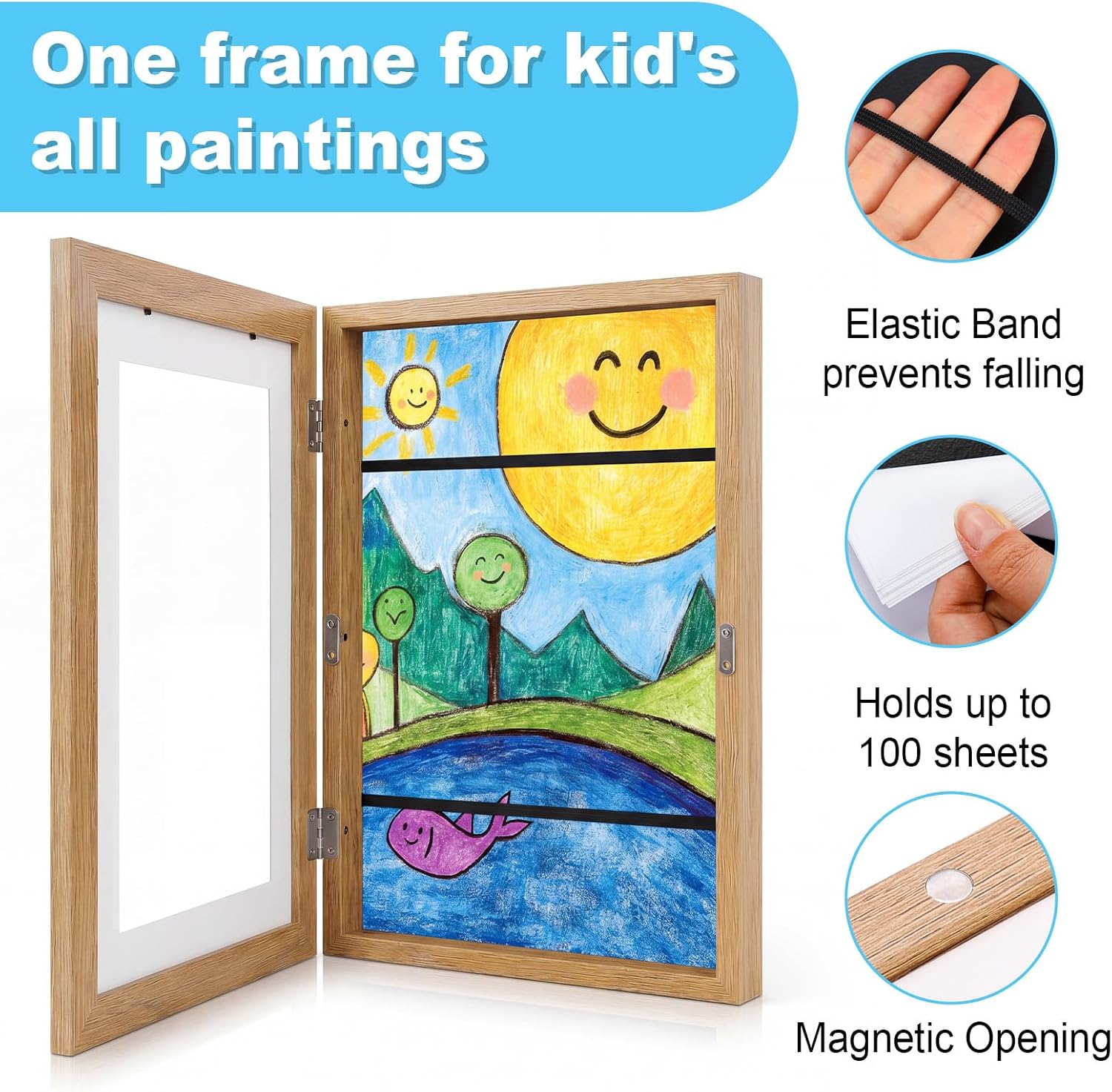 Cinnvoice 10 Pack 8.5 x 11 Inch Kids Artwork Frames Changeable, Wood
