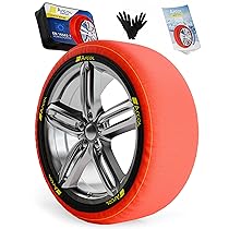 ARCOL Calze da Neve Omologate Italia EN 16662-1 – Due Catene da Neve in Tessuto per Auto. Snow Sock Taglia L per R14 – R20 (Misure per Pneumatici Dettagliate all’Interno) (Control, L)