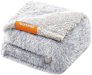 Feandrea Dog Blanket, Waterproof Blanket, Long Plush for Miniature Dogs, Cats, 73 x 63 cm, S, Sherpa Fabric, Reversible Dog Sofa Protective Blanket, Ombre Grey PPB003G01 product image