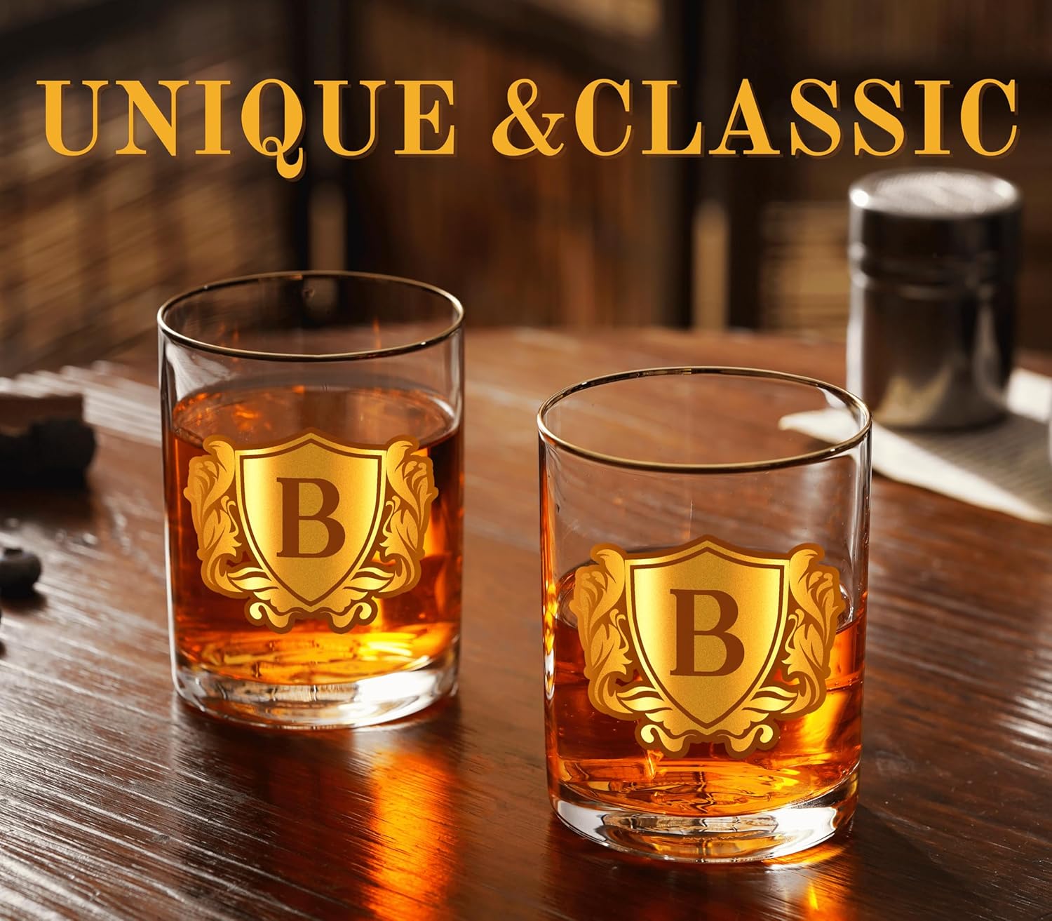 Onebttl Personalized Whiskey Glasses for Men, Custom Alcohol Gifts for Whiskey Lovers, Set of 2, Unique Birthday, Christmas Gifts for Him, R - Image 5