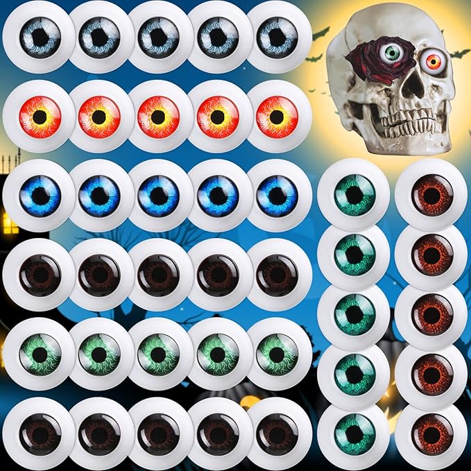 80 Pieces Halloween Half Eyeball Realistic Scary Eyeballs Fake Acrylic Half Horror