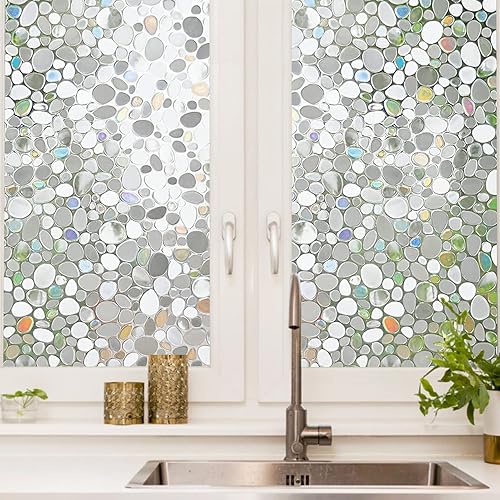 Película de privacidad para ventana de arco iris, 3D, sin pegamento, película decorativa para ventana, película de privacidad, bloqueo solar