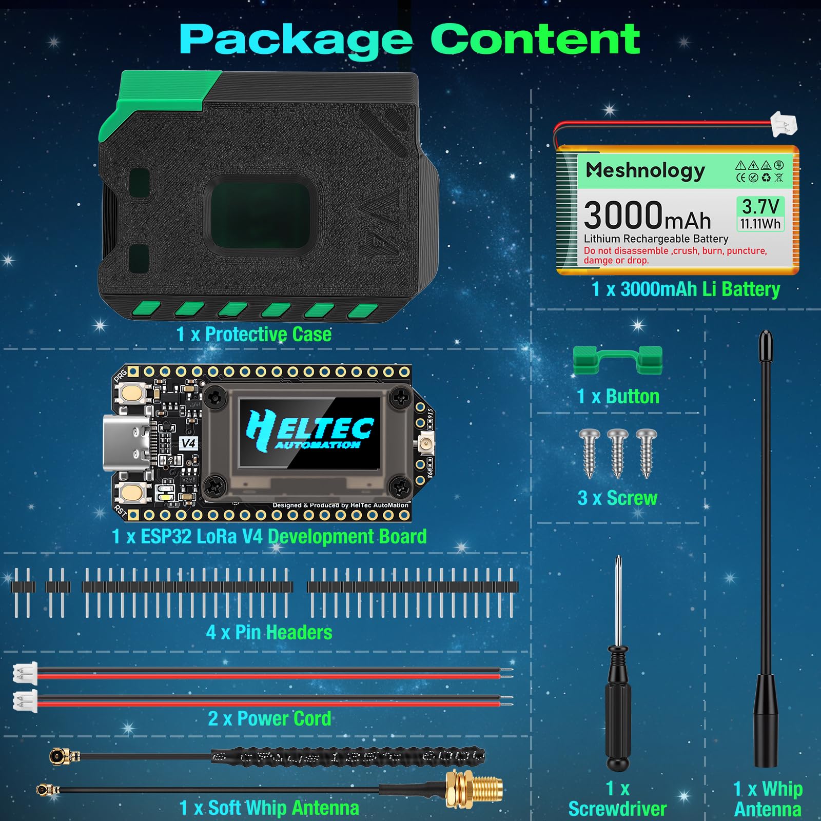 Scheda di sviluppo ESP32 LoRa V4 + batteria da 3000 mAh + kit custodia con antenna 915 MHz, aggiornata ESP32 S3 SX1262, 2 MB PSRAM 16 MB Flash V4 dispositivi per Mesh Tastic Ar duino IoT (2