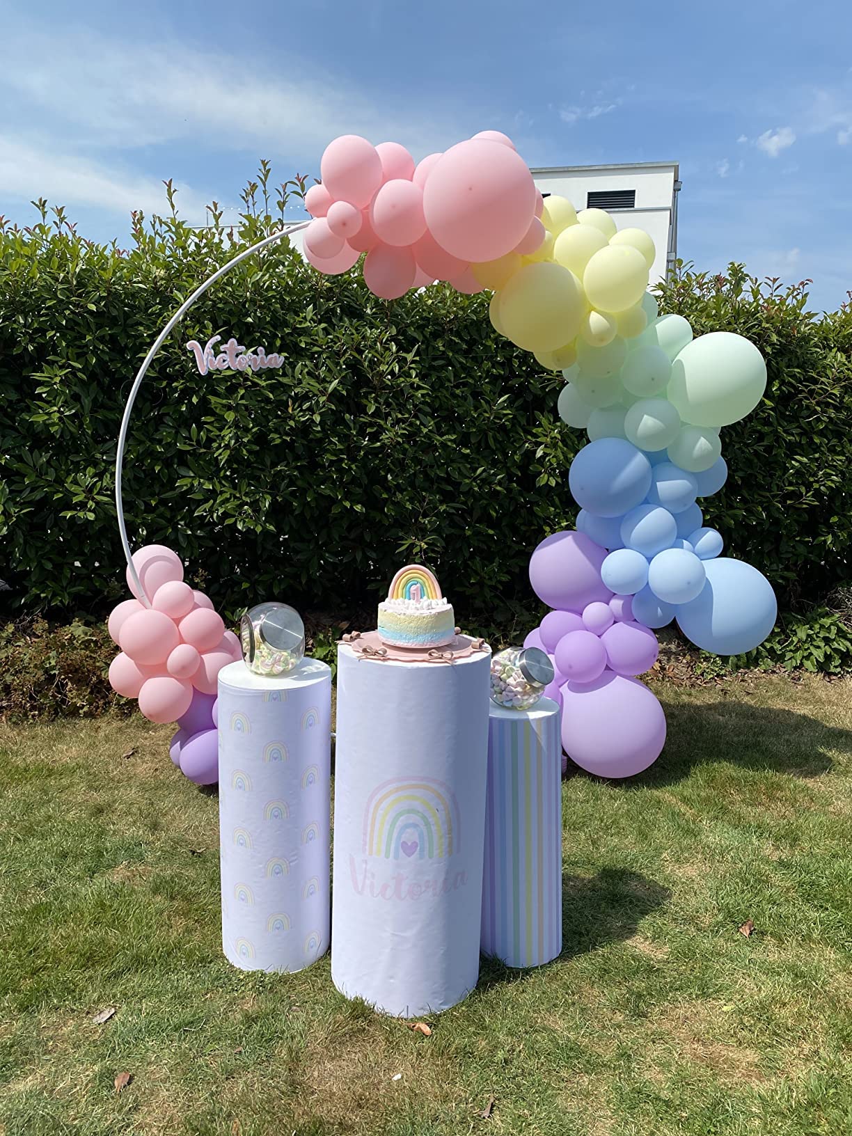 PILIN Riesiges rundes Goldmetall-Ballonbogen-Kit Abnehmbar Leicht zu tragen und wiederverwendbar Beste Dekoration for Party-Events(1.8M WEISS)