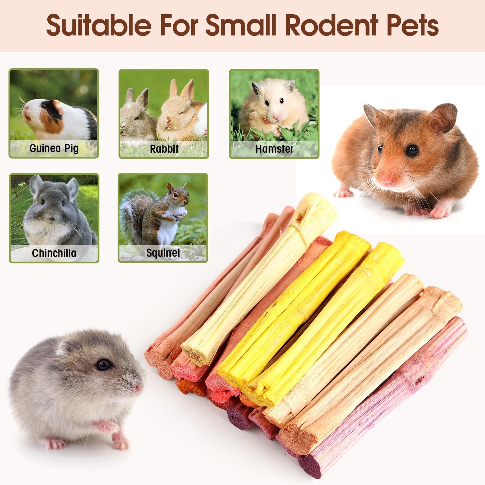 Abizoo Kaninchen knabberspielzeug,15 pcs Natrlich S Bambus Kaninchen  Kauspielzeug Meerschweinchen Chinchillas Hamster Hasen Futter Beschftigung  ...