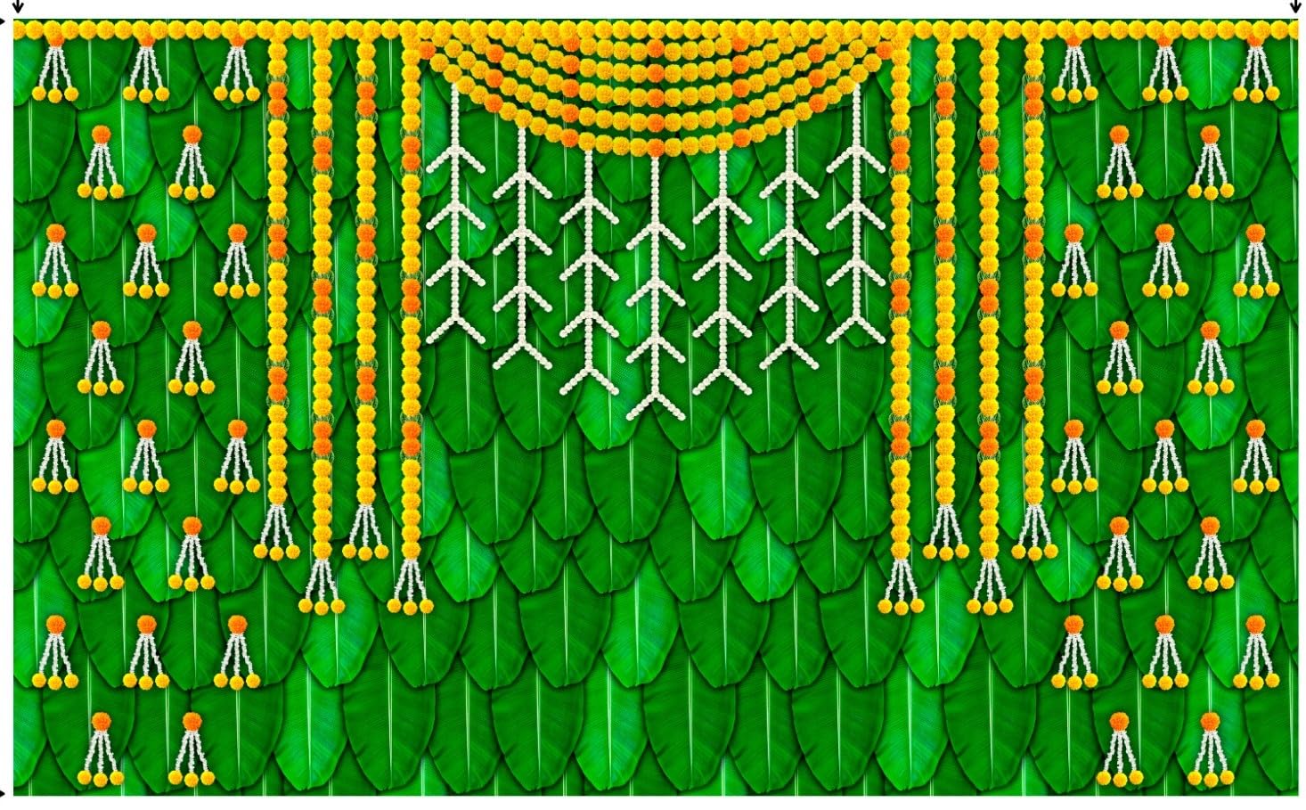 Banana Leaf Curtain Backdrop Decoration Yellow & Orange Garlands, Size 8x5, Green Clour,Pack of 1(Ganesh Background Decoration Cloth) (B0CK6J2B1M) Amazon Price History, Amazon Price Tracker