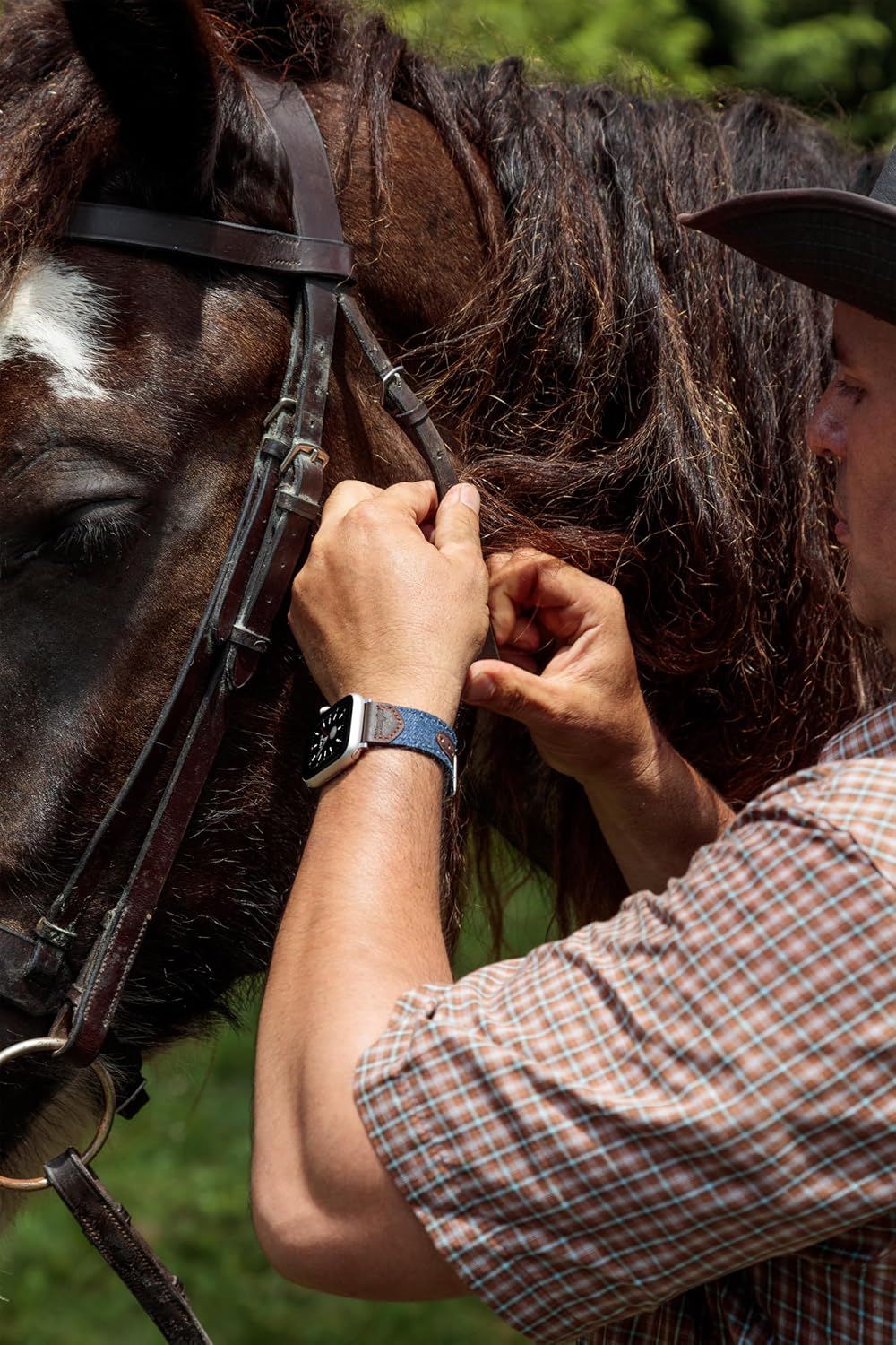 Wrangler® Denim & Leather Band for Apple Watch®, Western Style, Fits all Apple Watch® Series and Sizes