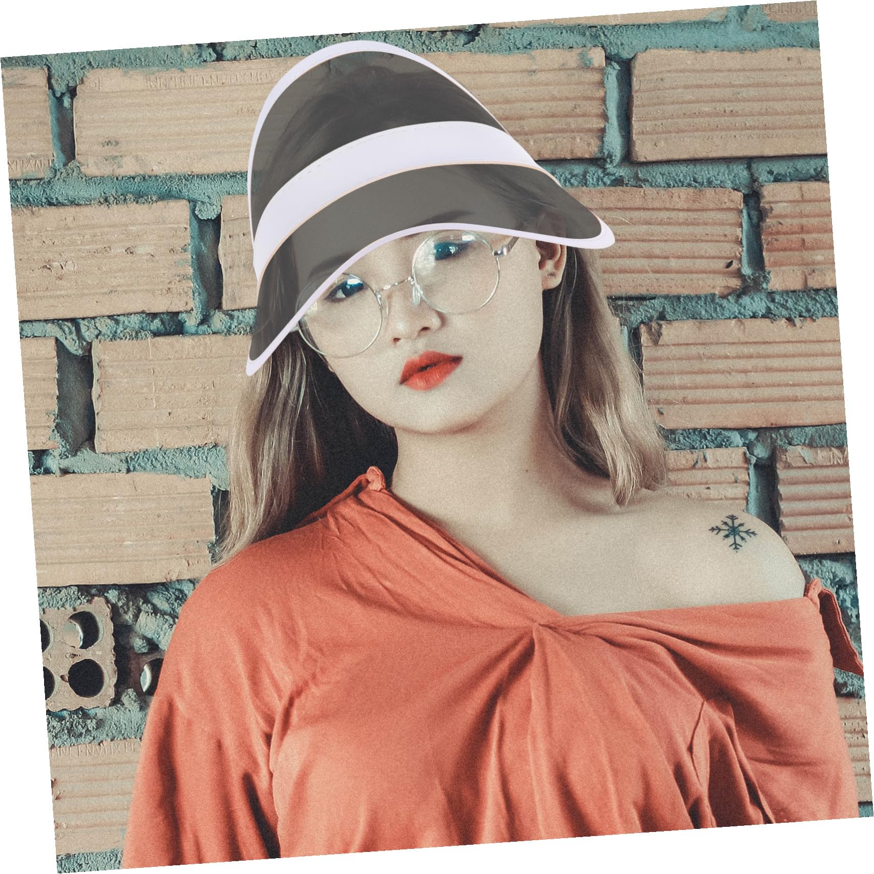 POPETPOP 2 Piezas Sombrero de Protección Solar de Plástico Transparente con Visera Ancha para Mujer para Playa y Actividades al Aire