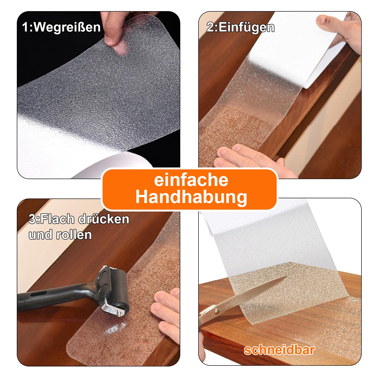Tappetini per gradini – Tappetini autoadesivi per gradini 15 pezzi (15 x 60 cm) + rotolo adesivo – impermeabile antiscivolo anticaduta protezione scale per scale, bagni e balconi