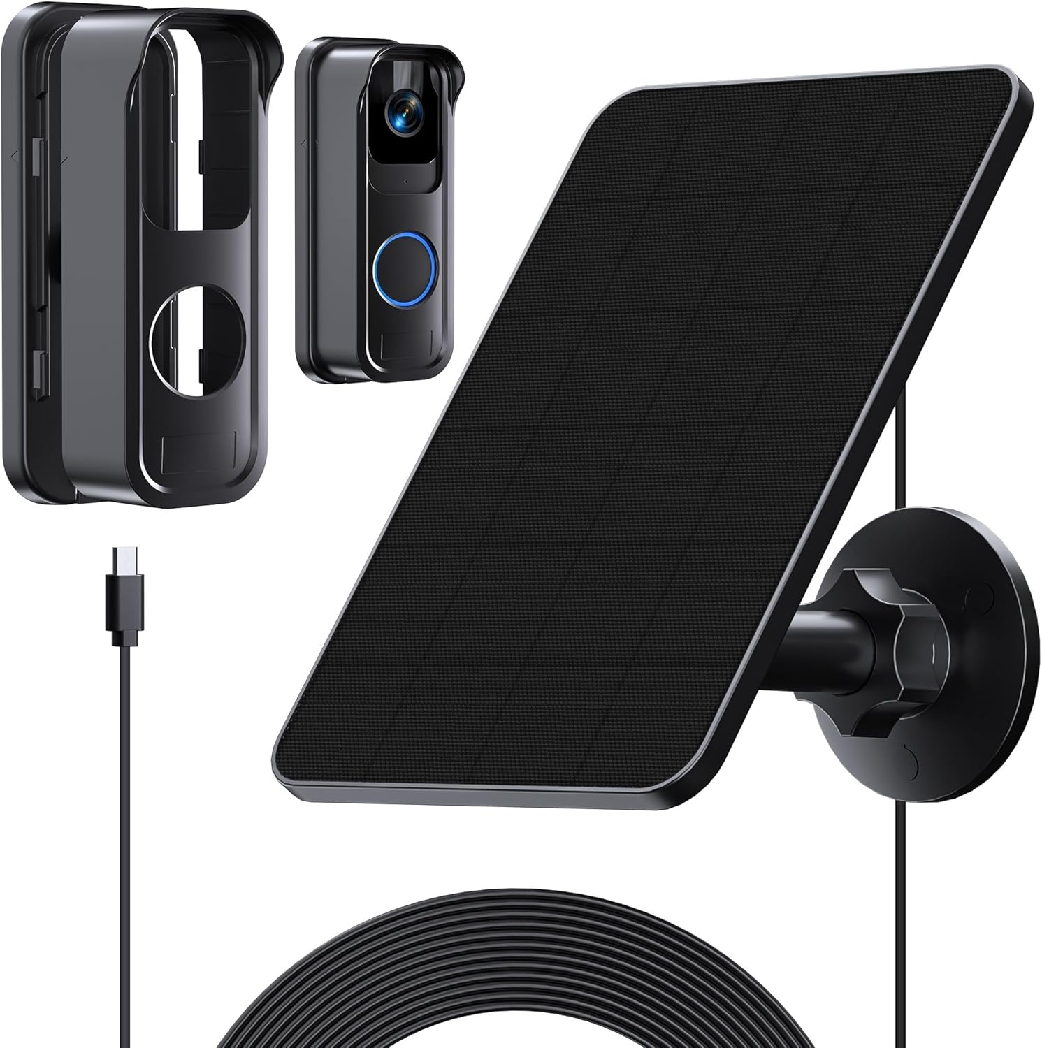 Photo voltaic Charger and Mount for Blink Video Doorbell&Blink Outside 2K+/4(4th)(Not Included),4W Photo voltaic Panel Waterproof with 13ft Charging Cable and No-Drill Doorbell Mounting Bracket for Doorbell Digicam