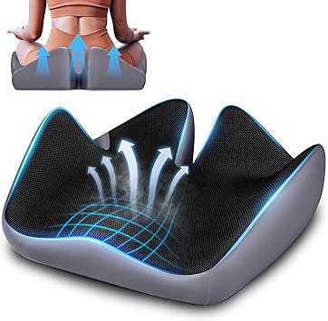 Office Chair Cushion, Large Breathable Ergonomic Seat Cushion – Pressure Relief for Tailbone/Sciatica/Back Pain from Long Sitting, Memory Foam Pad for Desk Chairs, Office Chairs & Long Trips