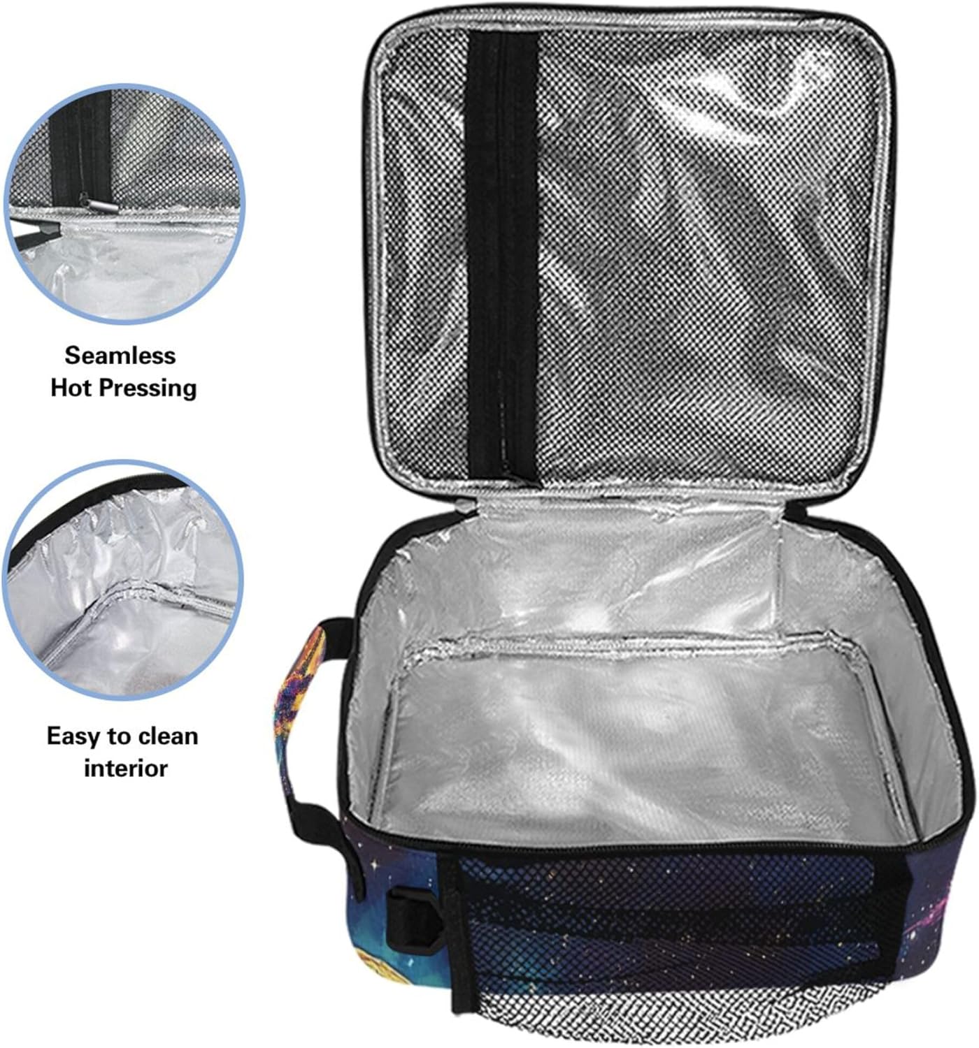 Dinosaur Galaxy Lunch Bag with Shoulder Strap for Kids Boys Girls Teens T. Rex Dragon Space Lunch Box Woman Tote Bags Water-resistant Insulated Warm Cooler Bag for School Work Office Camp(10x9x4 IN)