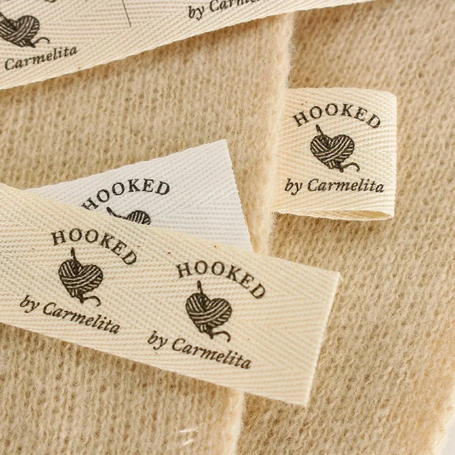 Plovezz One Color Personalized Sew-On Fabric Labels, Custom Name Tags For Clothing, Washable Soft Cotton Ribbon Label, Care Instructions Tag, Knit And Crochet Accessories(20X60mm)