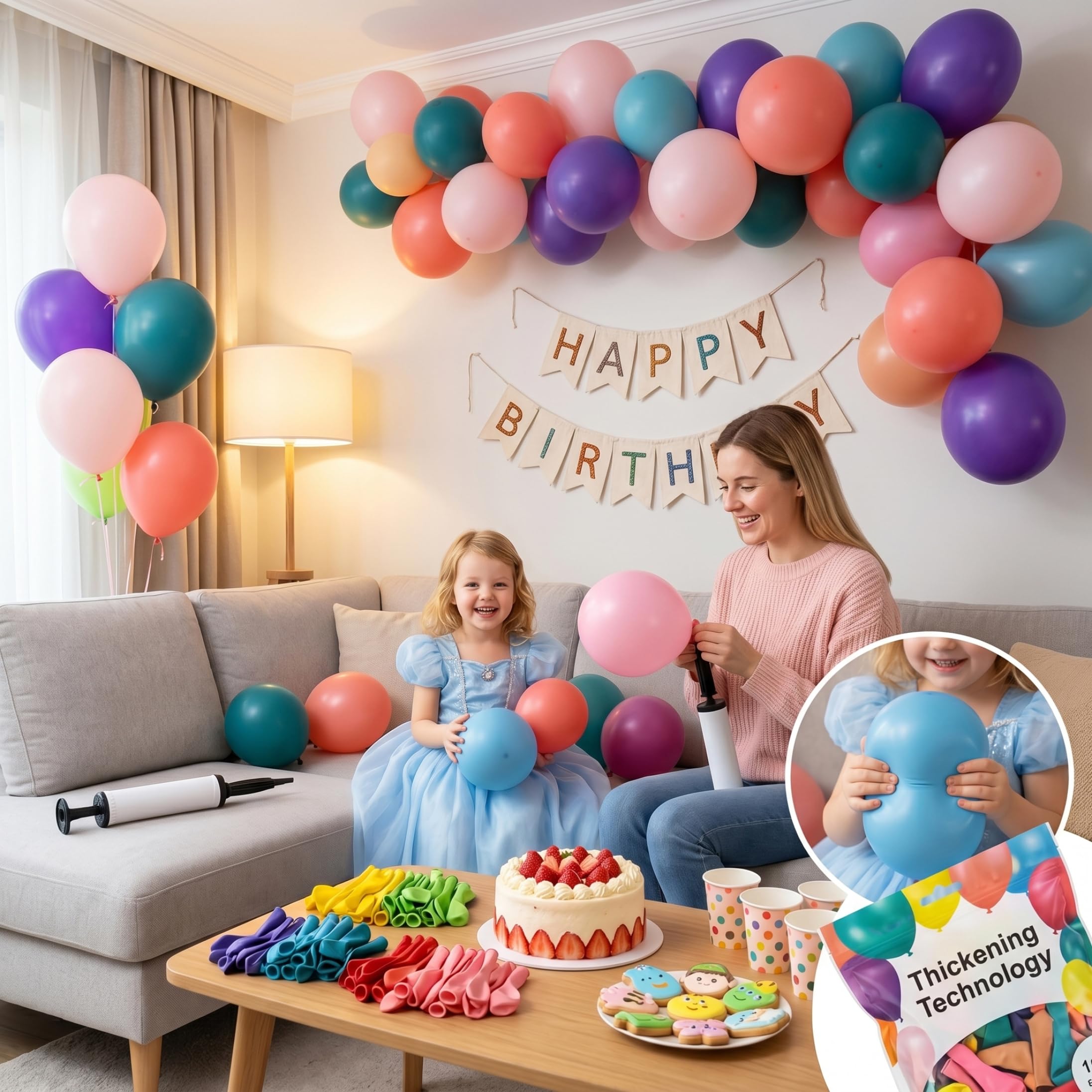 Lot de 1000 ballons de 25 cm (10 pouces), en latex épais mat, couleurs arc-en-ciel assorties.
