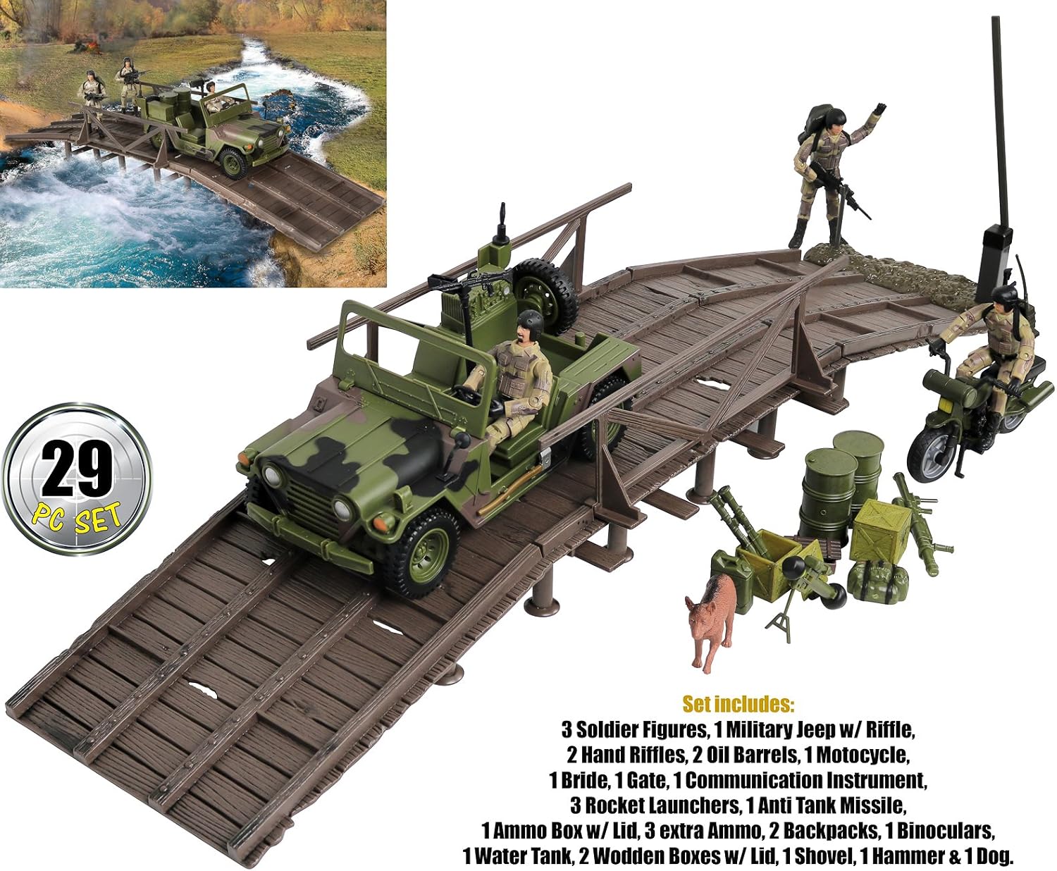 Click N’ Play Military Expeditionary Logistics Engineering Unit 29 Piece Play Set with Accessories.