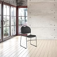 Vista 2 de OEF Furnishings OEF850-CL/4 Silla apilable comercial ultra compacta (negro simple, paquete de 4)