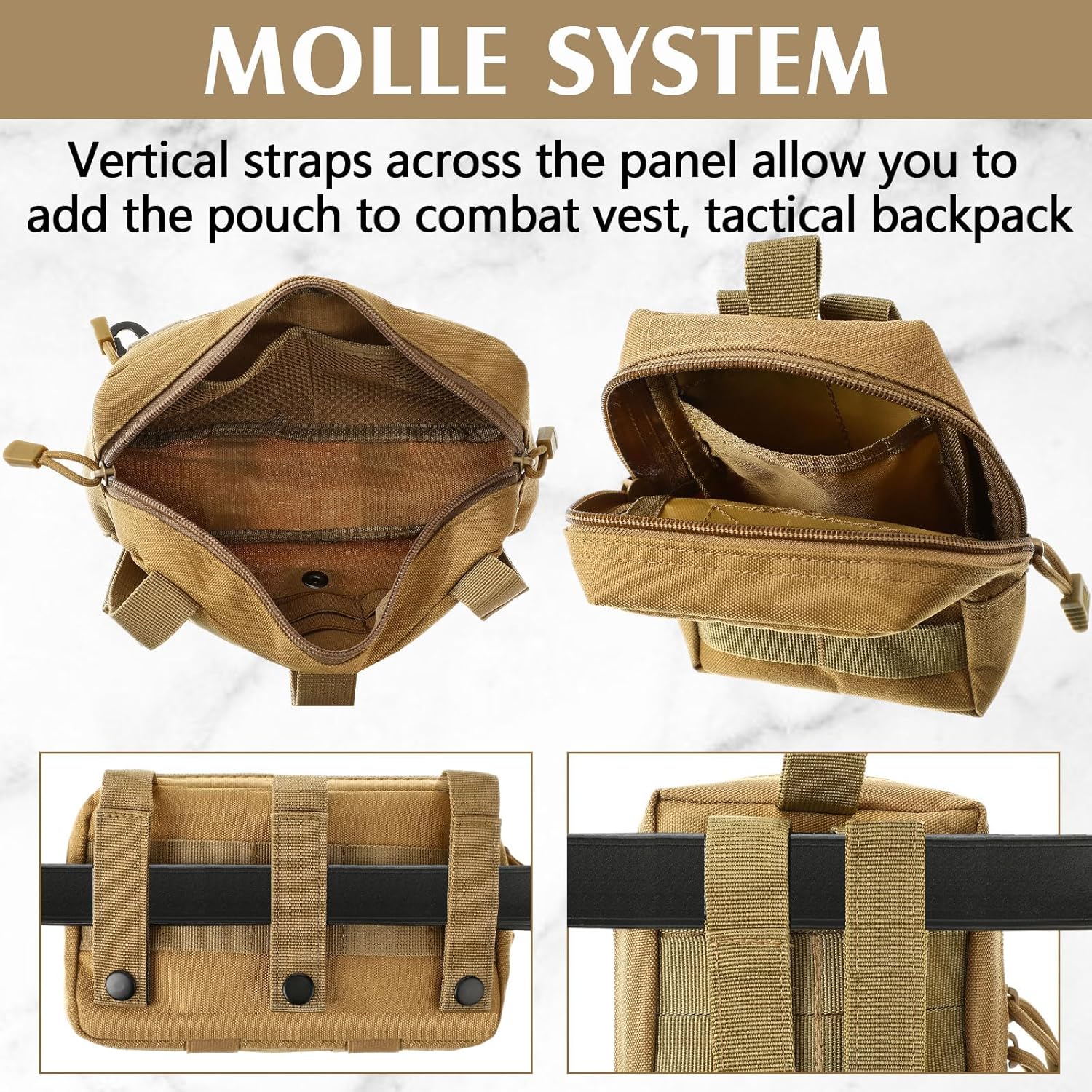 4Pcs Tactical Molle Utility Pouch Molle Pouch EDC Tool Bags Tactical Compact Water-Resistant EDC Pouches for Man Include US Flag Patch and Keychain