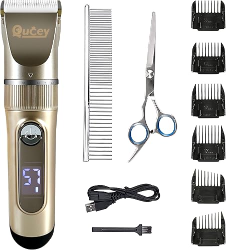 Kit recargable de aseo para perros, cortadoras de pelo eléctricas de bajo ruido, tijeras de afeitar para perros y gatos