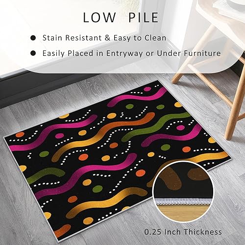 Miniatura 5 de Washable 5x8 70s 80s Rug Living Room, 1970s Retro Funky Wavy Design Area Rugs for Bedroom, 70s 80s Home Decor Carpet, Low Pile, Non Slip, Kids & Pet