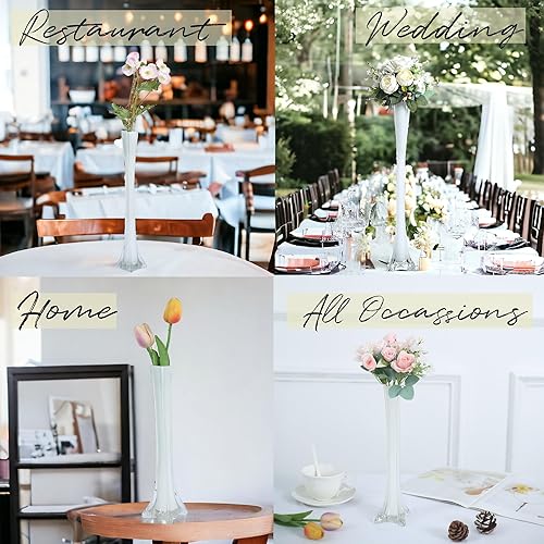 Miniatura 4 de Craft And Party, Paquete de 12 jarrones de la Torre Eiffel para decoración de flores, bodas, (20 pulgadas, blanco)