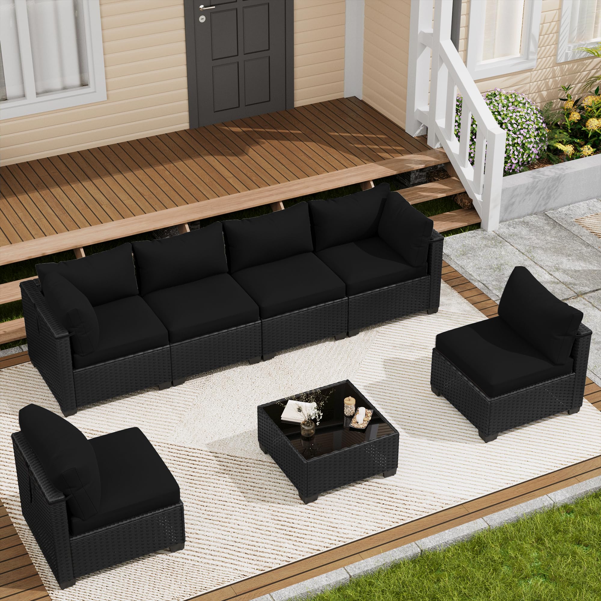 LOUVIXA 7-Piece Modular Outdoor Sectional Sofa