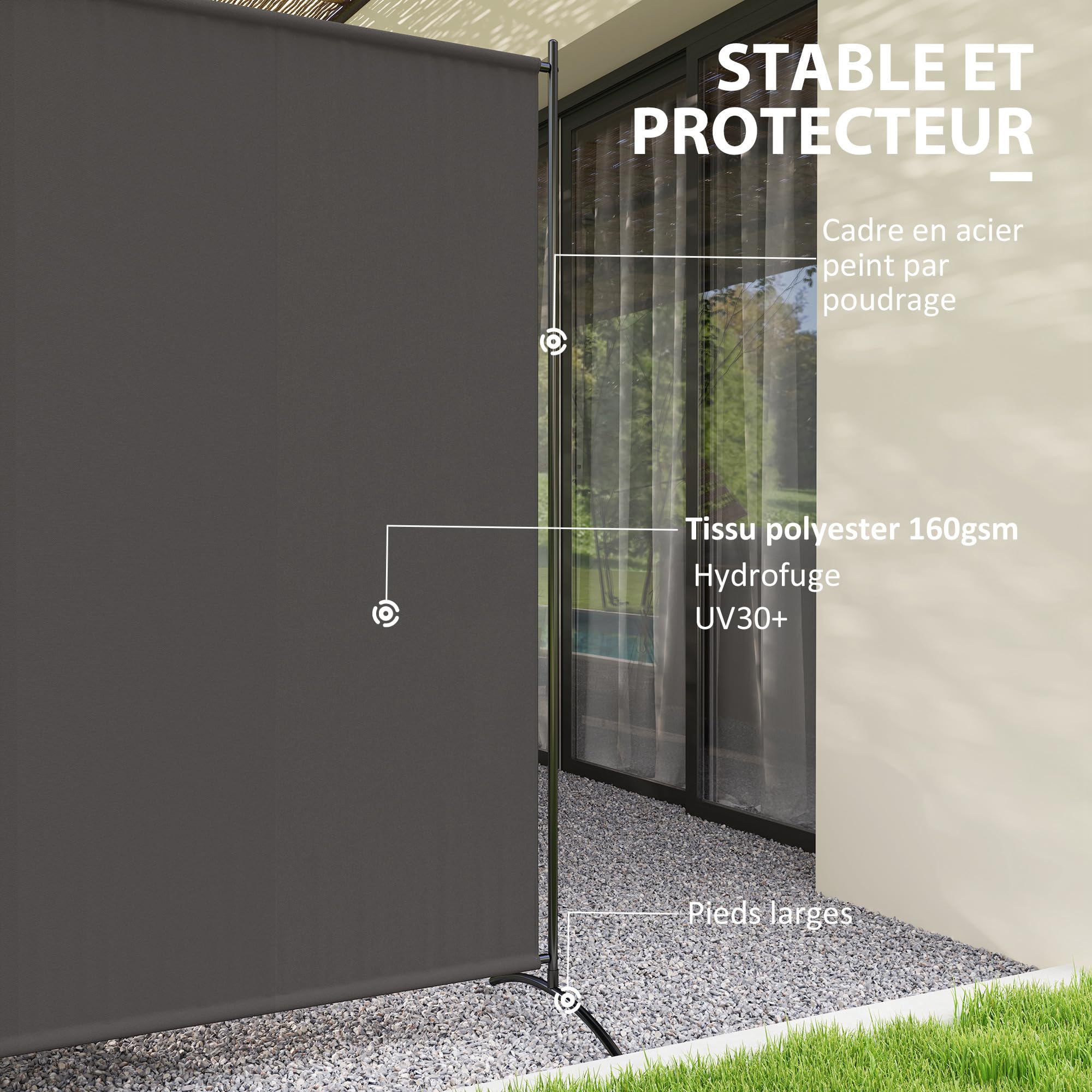 Outsunny 5,9FT hohe Einzelpanel-Sichtschutz für außen, Dunkelgrau