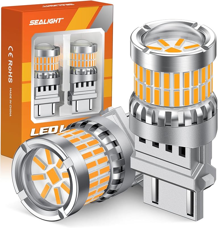 Lâmpadas LED de seta SEALIGHT 3157 âmbar 1425 lm com lente projetora – 2 unidades