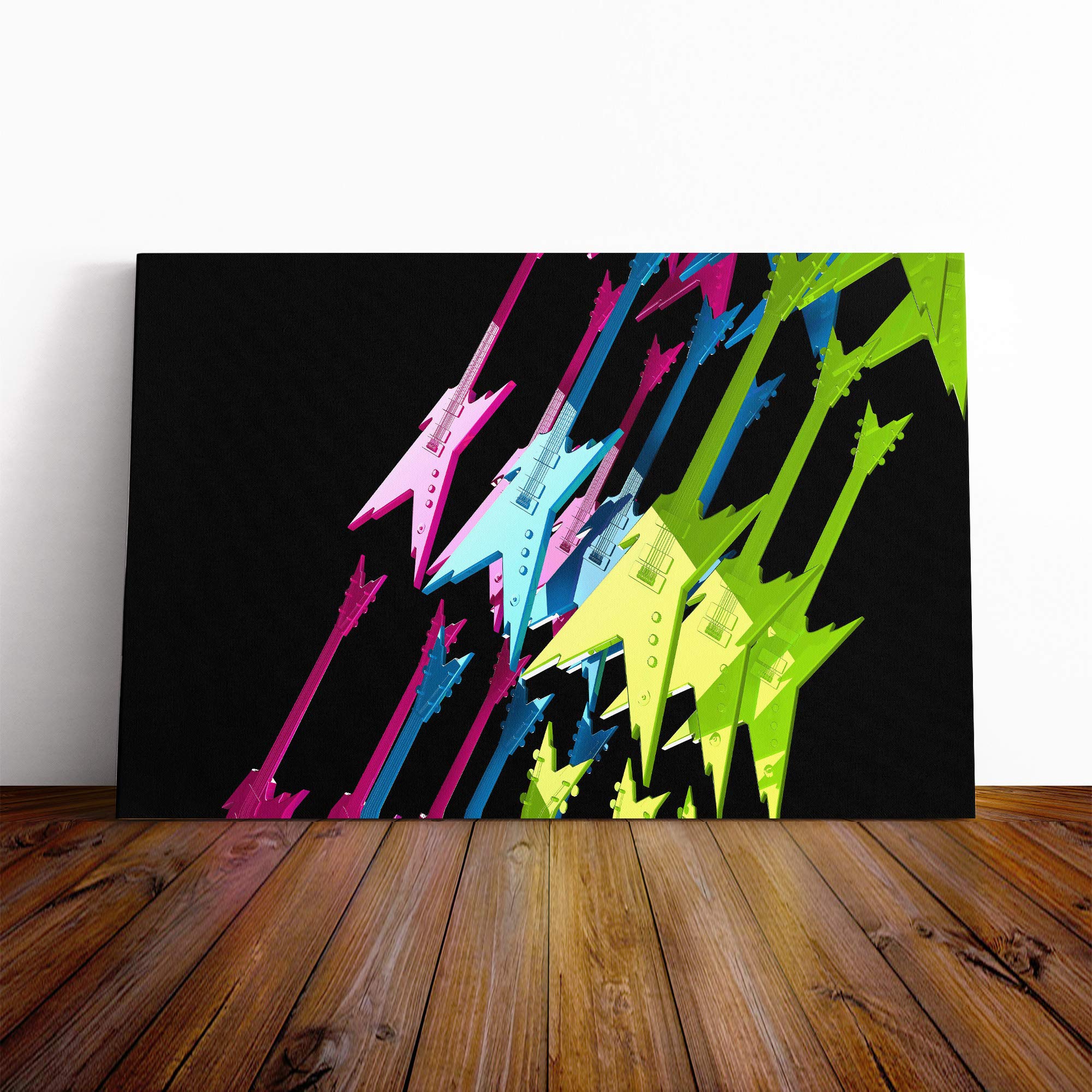 Wall Electric Guitar Art (3) Canvas Print | Gallery Wrapped 30mm Frame Wall Art | 30x20 inches | Ready to Hang | Contemporary Music Picture | Living Room Bedroom Lounge Office