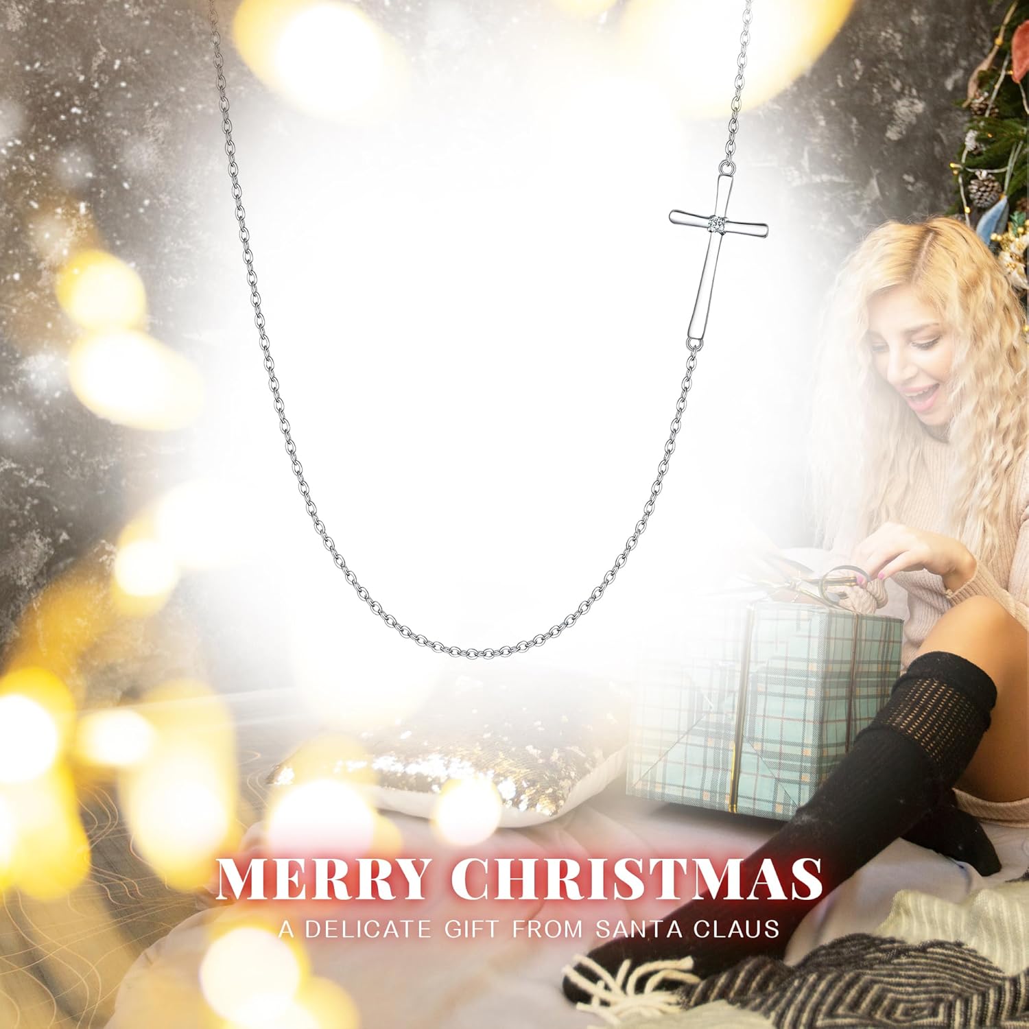 EleQueen 925 Sterling Silver Sideways Cross Pendant Choker Necklace Christian Jewelry Gifts for Mother Women Girls (Sideways Cross Necklace), Valentine's Day/Mother's Day/Christmas Jewelry Gift for Wife/Mom
