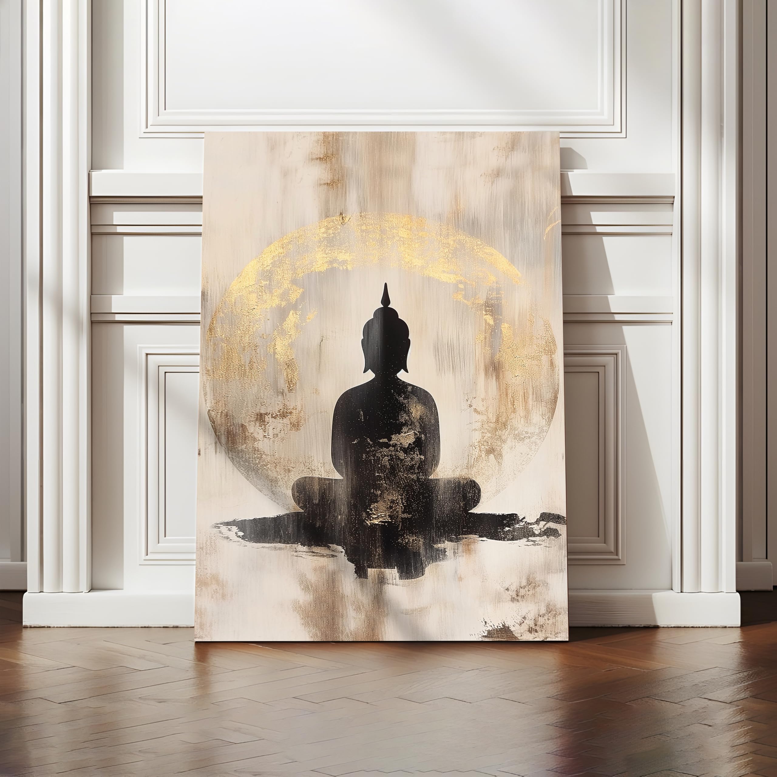 White Buddha Canvas Painting - Calming Wall Art -16