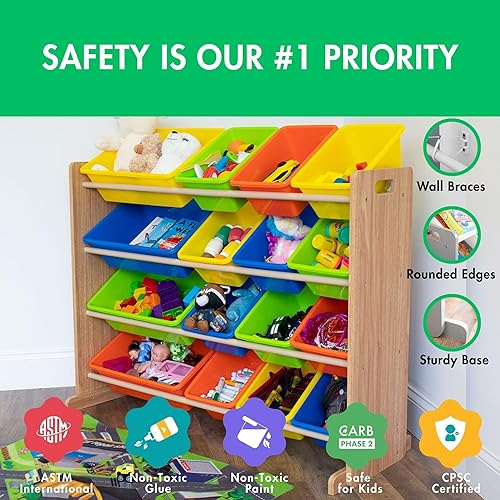 Miniatura 4 de Humble Crew - Organizador de almacenamiento de juguetes para niños, color naturalneón multicolor