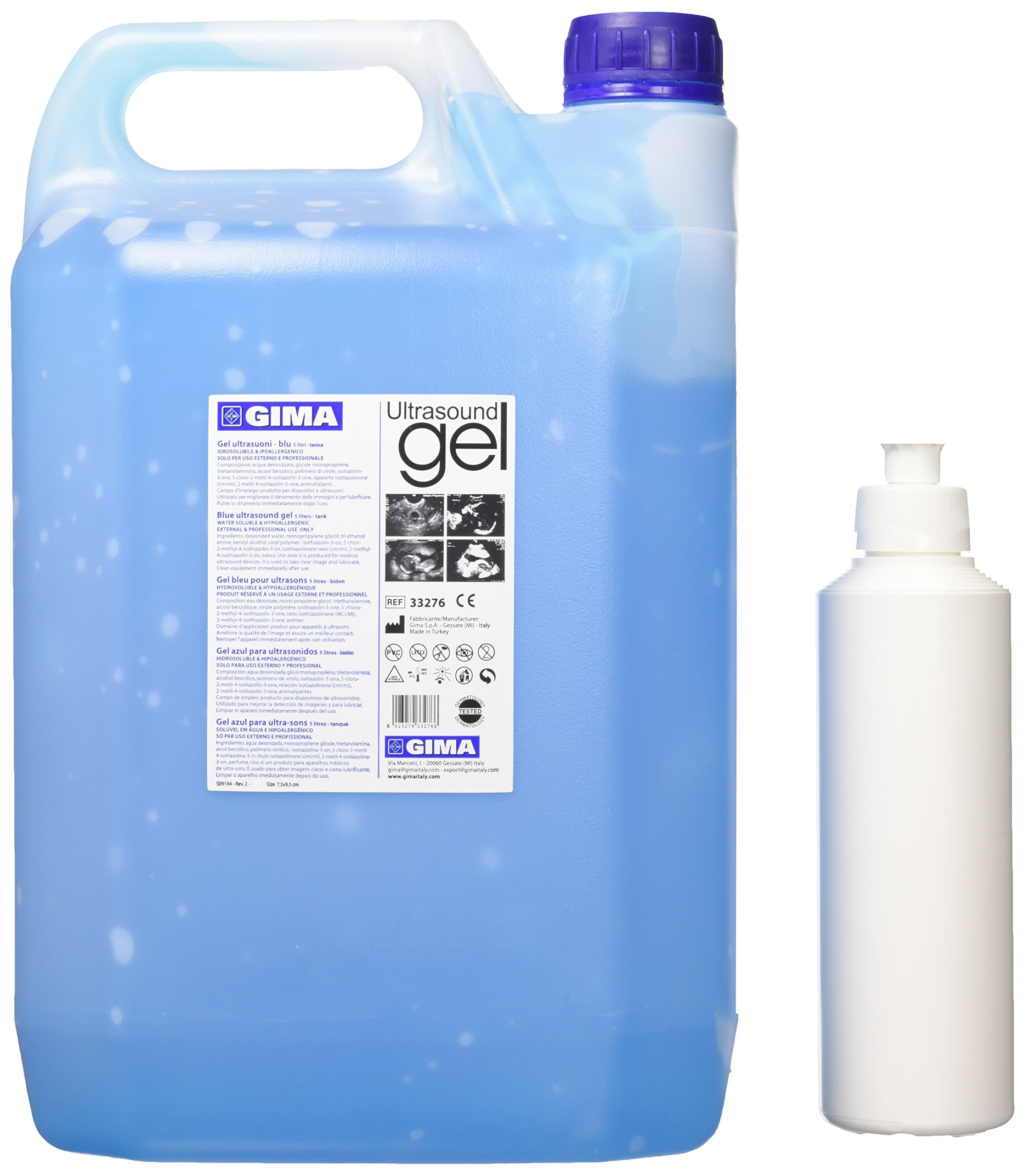 GIMA 33276 Gel Ultrasuoni in Tanica 5 litri, Pezzi di 2, Blu