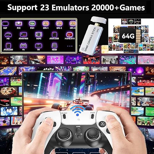 Miniatura 3 de 2026 New Upgraded Retro Gaming Console with 20,000+ Games and 23 Emulators, Nostalgia Gaming Stick with 4K HDMI, Classic Video Games with Dual 2.4G