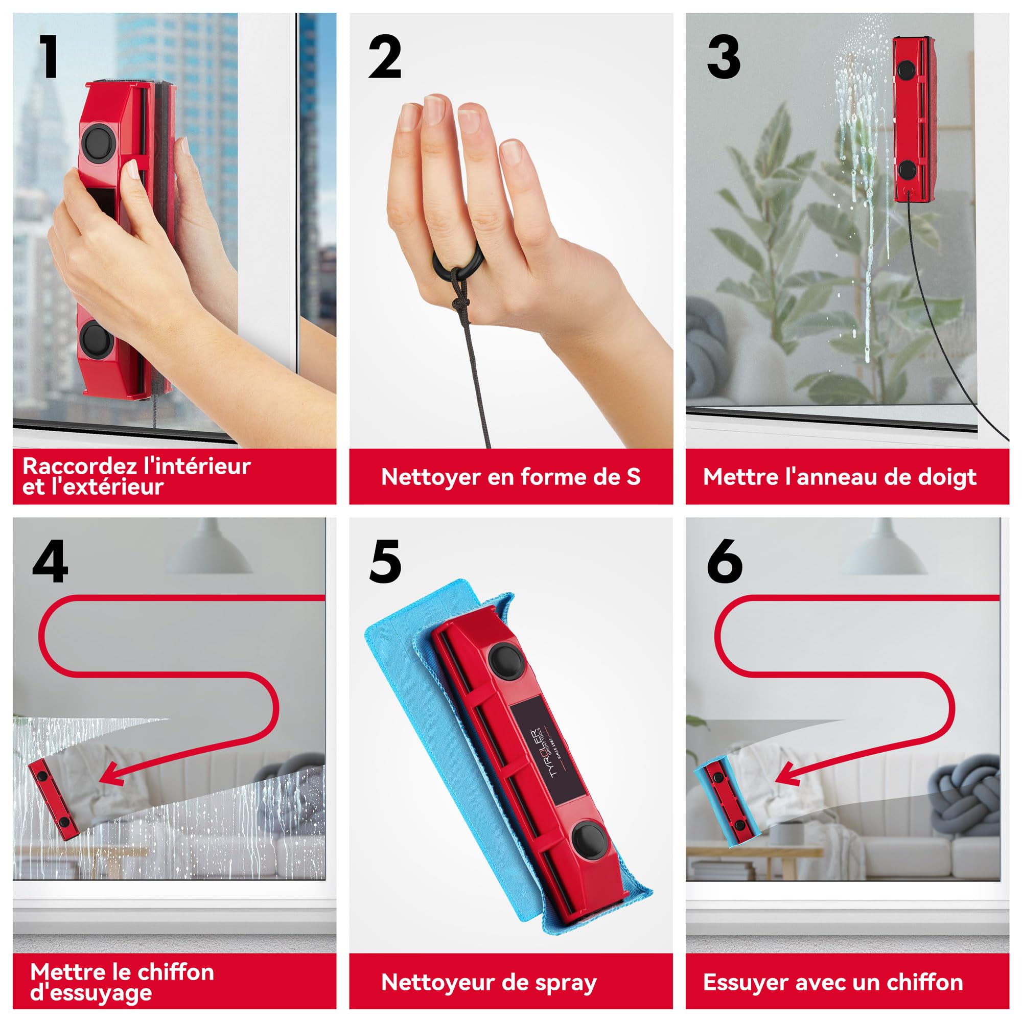 Tyroler The Glider S-1 Lave Vitre Magnétique | 2-8mm d'Épaisseur - Nettoyeur Vitre Magnétique pour Fenêtres | Lave Vitre Aimanté | Nettoyage Vitre Magnétique | Nettoyeur Vitre Aimanté