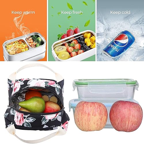 Miniatura 7 de Createy Mochila escolar para adolescentes, niñas, niños, mochila floral resistente al agua con lonchera y estuche para lápices, rosa (Floral Pink),