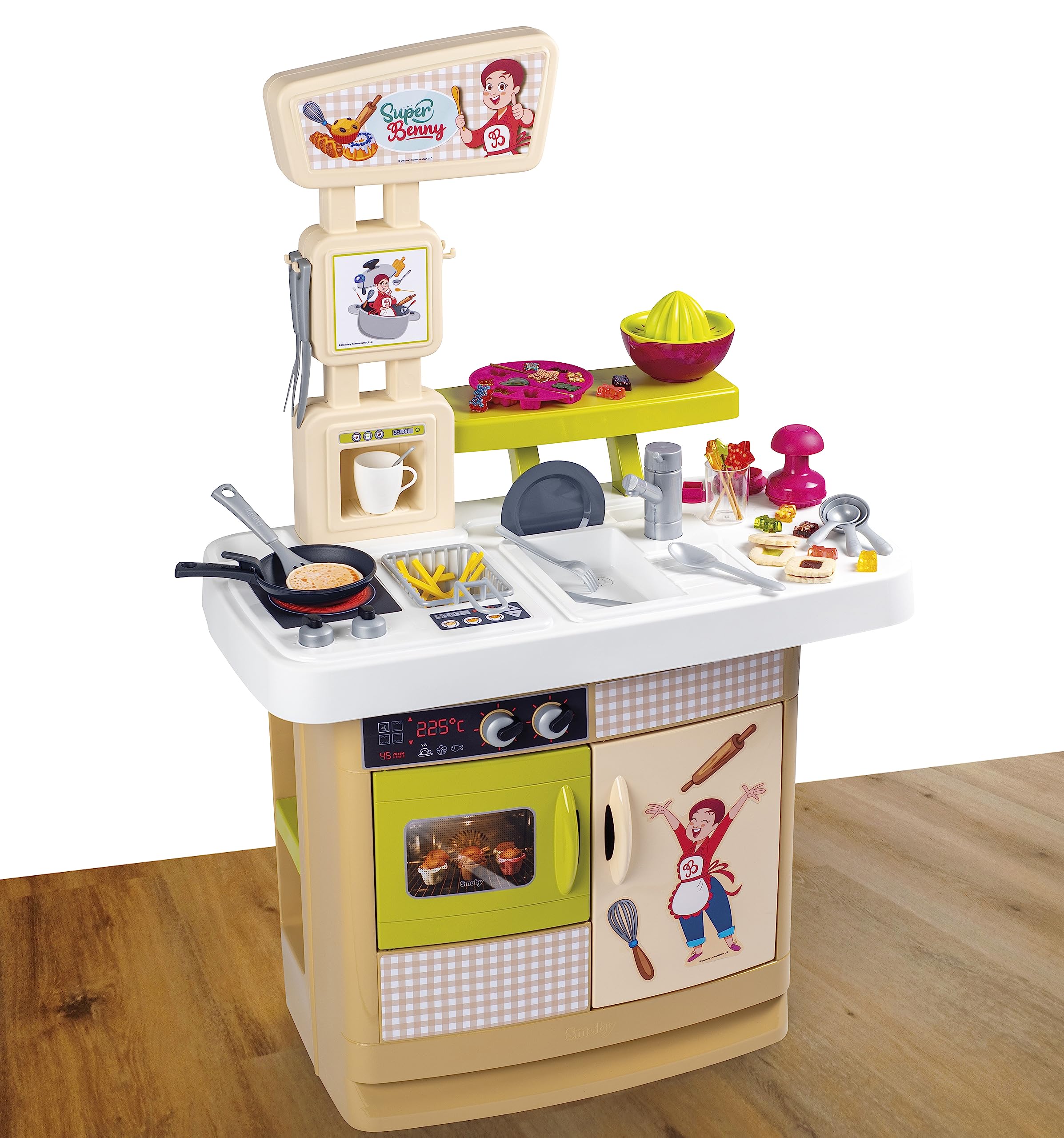 Smoby - Super Benny La cucina delle delizie, 7600310916, +3 anni, accessori per cucinare davvero, grembiule incluso, 32 accessori, ricettario