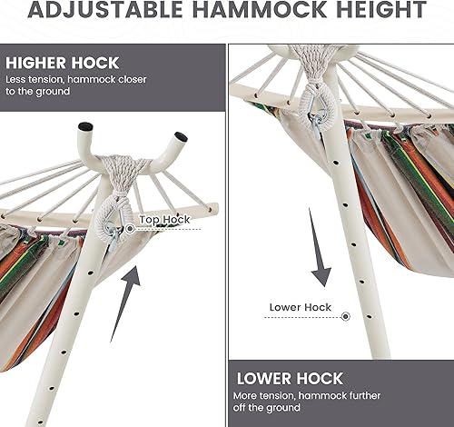 Miniatura 4 de LazyDaze Hammocks Hamaca Doble con Soporte - Hamaca Resistente para Exteriores para 2 Personas para Adultos, Incluye Soporte de Acero Duradero,