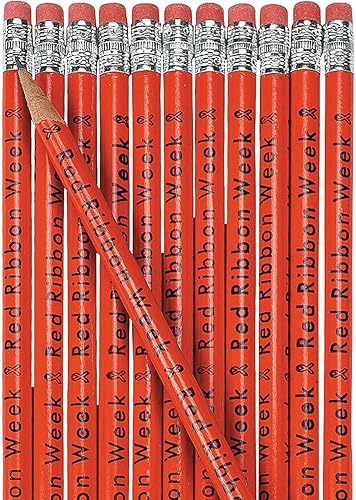 Fun Express Lápices de semana de cinta roja (juego de 24) suministros de semana sin drogas disponible en Yaxa Venezuela