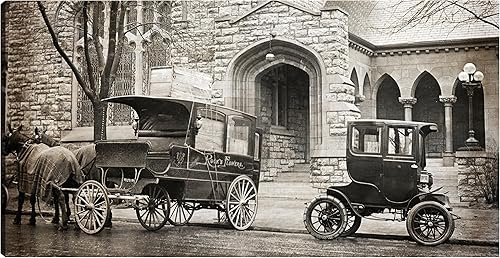 Fine Art Canvas Early Century Autos Canvas Wall Decor by Artist Vintage Images for Living Room, Bedroom, Bathroom, Kitchen, Office, Bar, Dining &