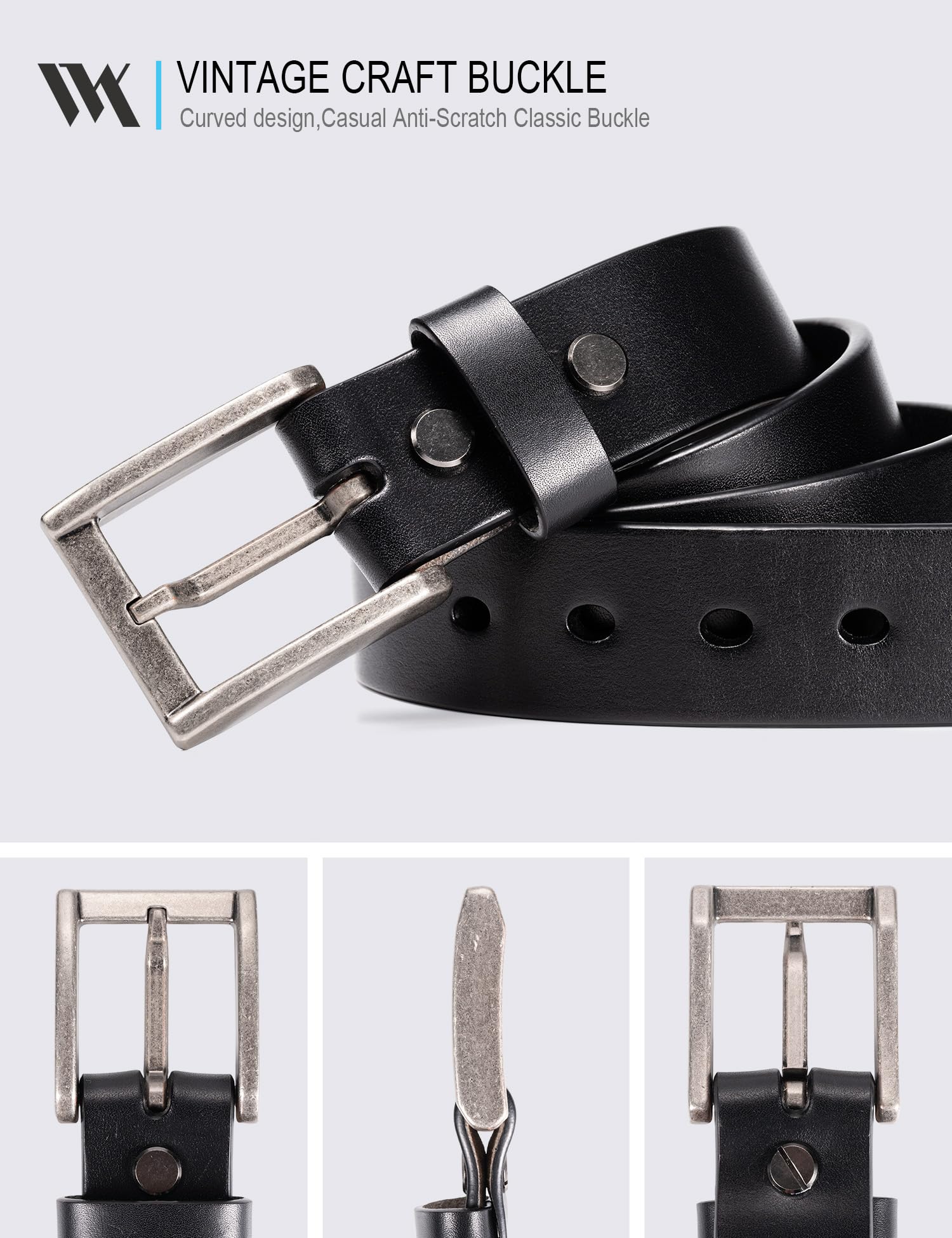 WOLFANT Thicken Heavy Duty Gun Belts for Men,100% Italian Full Grain Real Solid Durable Leather Work Belt