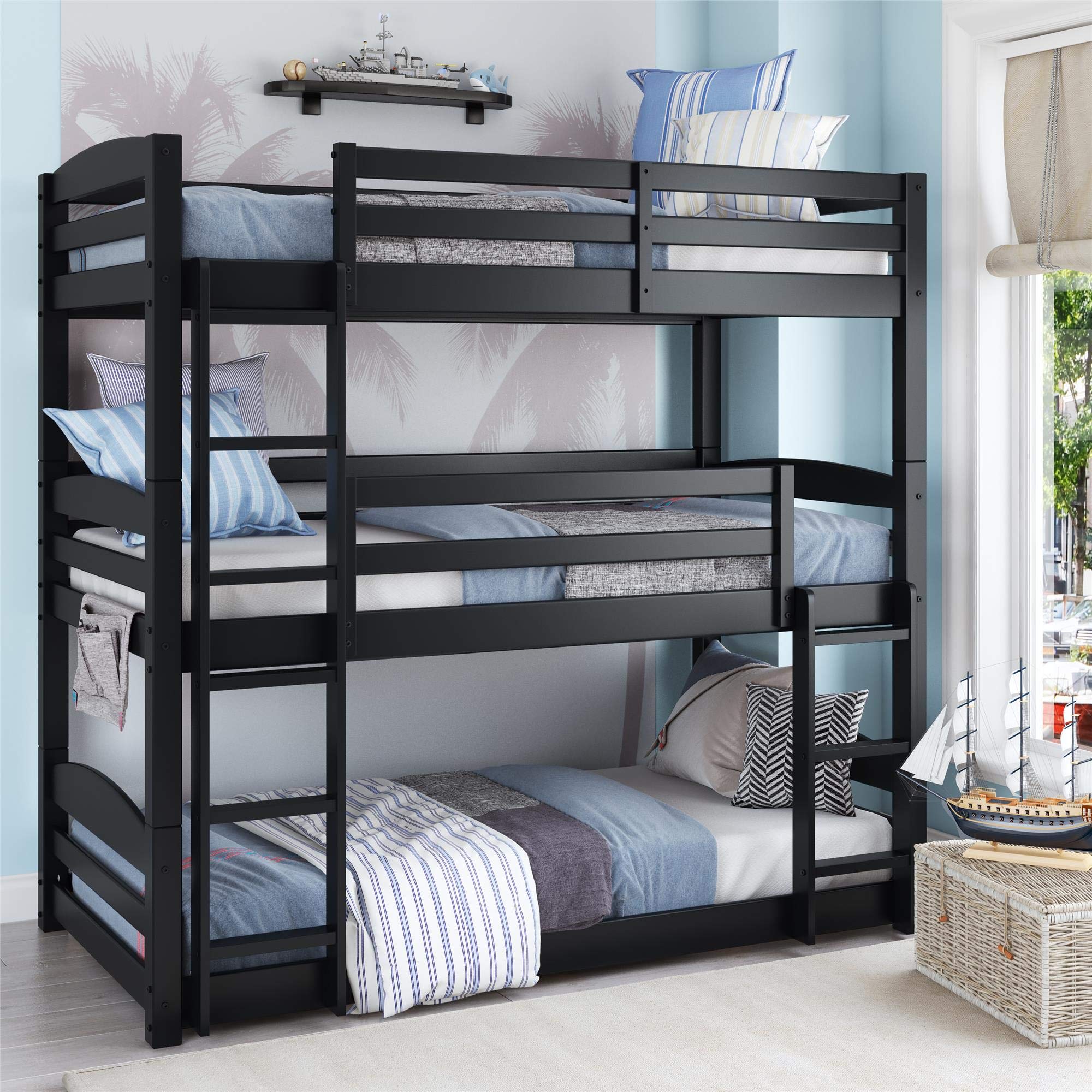 Dorel Living Sierra Triple Floor Bunk Bed | Black | DL7891TBBB model