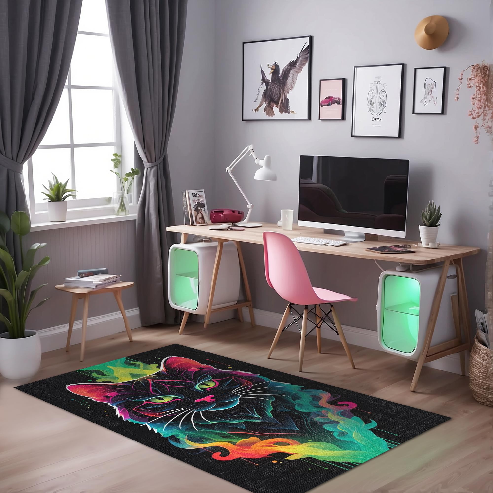 Depoba Caty Kadife Oyuncu Odası Halısı Kaymaz Pamuk Tabanlı Yıkanabilir Antibakteriyel Gamer, Gaming Halısı 200x300