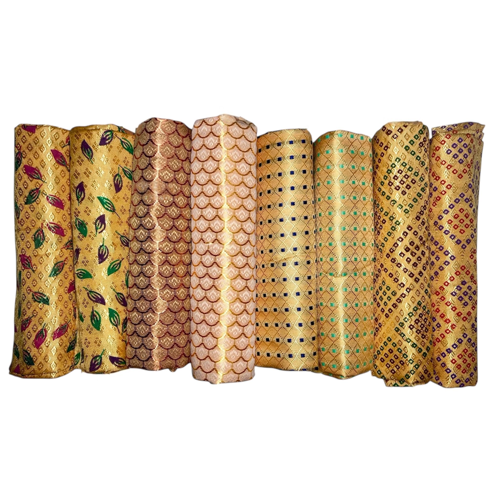 SARVIN Premium Fancy Blouse Fabric Set, 8 Pieces, Soft Silk Polyester, 80x90cm, Random Mix Design Gift Set for Women-image-44