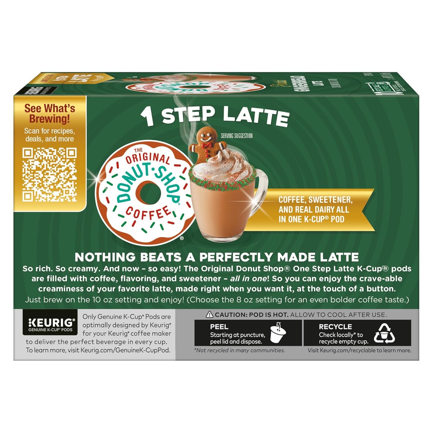 The Original Donut Shop One Step Latte, Frosted Gingerbread, Keurig Single Serve K-Cup Pods, 60 Count (6 Packs of 10)