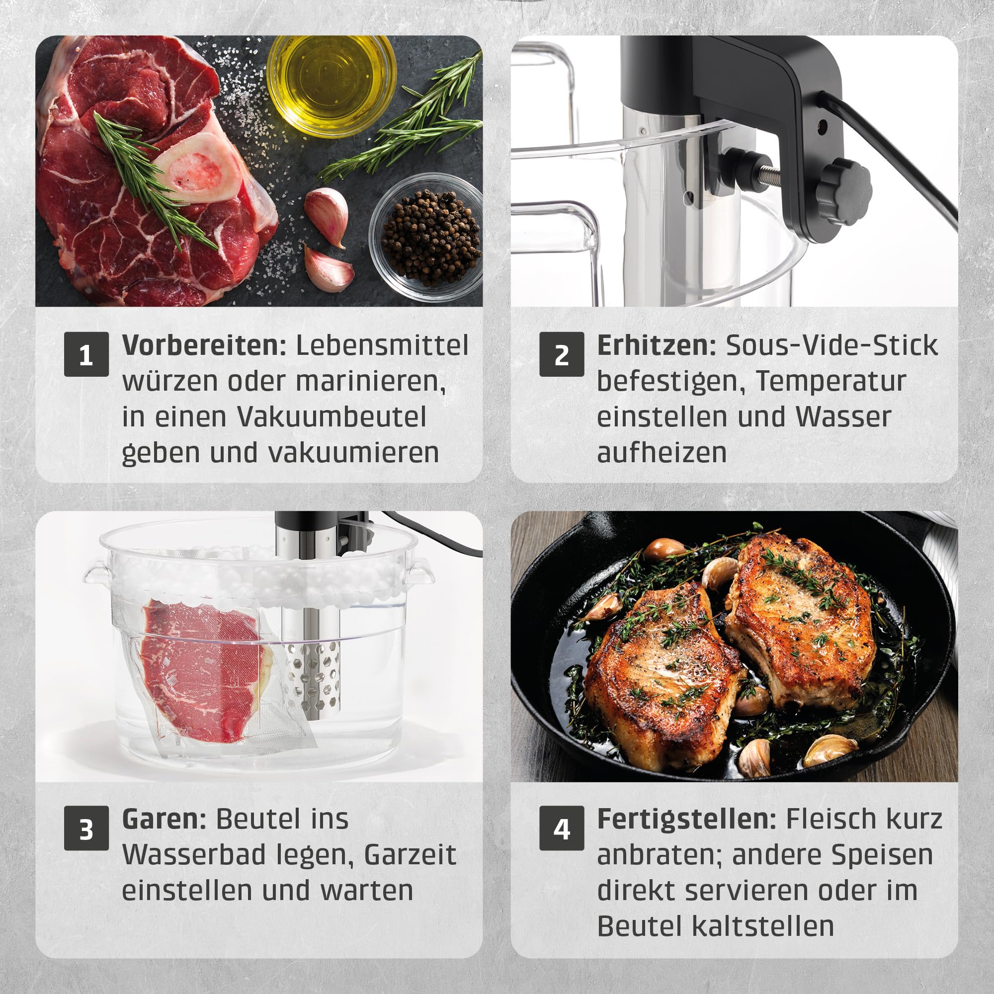 CASO SV400 Sous Vide Stick, Testsieger Haus & Garten Test für Behälter bis 20l Volumen, 25-90°C in 0,5°C Schritten, IPX7, platzsparendes Design