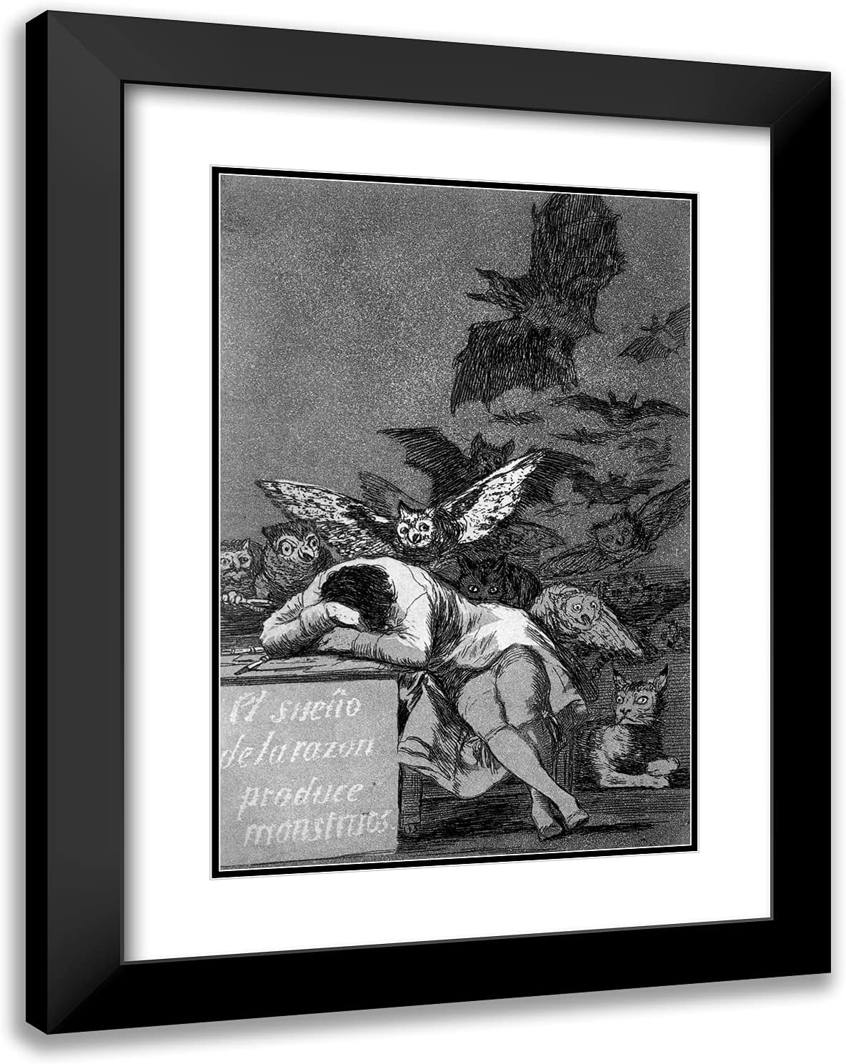 ArtDirect Goya, Francisco 19x24 Black Modern Framed Art Print Titled: The Sleep of Reason Produces Monsters